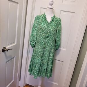 Moliin "ALBERTA" Ruffle Hemline Floral Print Boho Style Dress Size XS/SM Tassle